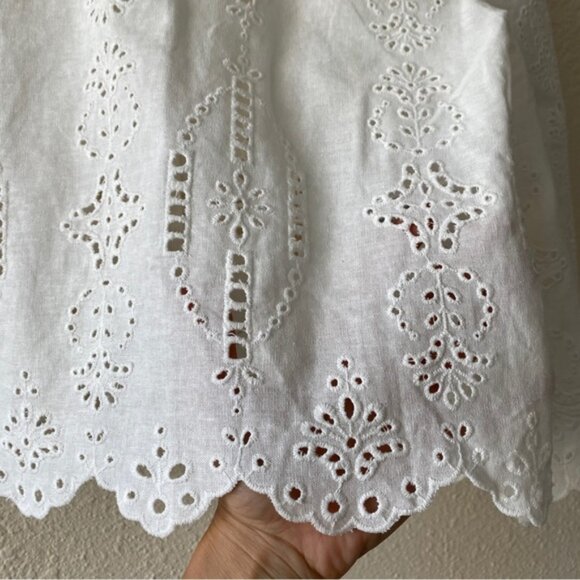 MNG Mango Swiss Embroidery Linen Blouse 2 - Picture 9 of 9